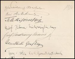 1916 Aláírás-gyűjtemény két oldalon, rajta a kor neves személyiségeinek aláírásával (gróf Andrássy G...