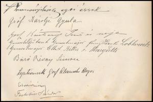 1916 Aláírás-gyűjtemény két oldalon, rajta a kor neves személyiségeinek aláírásával (gróf Andrássy G...