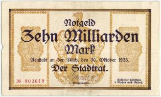 Német Birodalom/Weimari Köztársaság/Neustadt a.d. Aisch 1923.10.30. 10.000.000.000M T:II- bal szélen kis hiánnyal