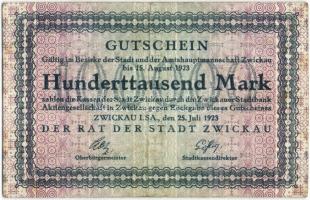Német Birodalom/Weimari Köztársaság/Zwickau 1923.7.25. 100.000M T:II/III