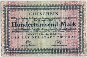 Német Birodalom/Weimari Köztársaság/Zwickau 1923.7.25. 100.000M T:II/III
