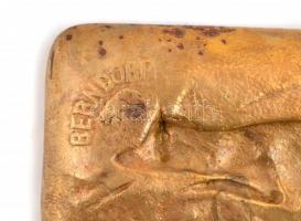 Berndorf jelzésű rókás bronz tálka, enyhén kopott, 8x16,5 cm