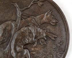 Vadászkutyás öntöttvas tálka, jó állapotban, d:14,5 cm