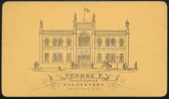 cca 1860 Veress Ferenc: Kolozsvár látképe vizitkártya méretű fotó, a verzóján a műterem képével 10,5...