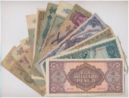 1930-1946. 12db-os (10xklf, 5P-1.000.000.000P) vegyes pengő bankjegy tétel T:III,III-