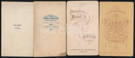 cca 1860-1890 4 db, katonákat ábrázoló vizitkártya / Italian, Austrian soldiers on vintage photos