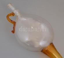 Hutaüveg lopó, sárga szárral és sárga füllel, kopásnyomokkal, h: 82 cm