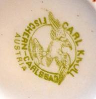 Carl Knoll Carlsbad Austria aranyozott porcelán kiöntő, jelzett, kopásnyomokkal, m: 8,5 cm