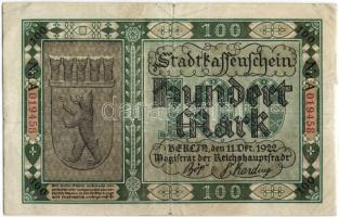 Német Birodalom/Weimari Köztársaság/Berlin 1922.10.11. 100M T:III