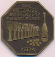 1974. XIV. Országos Borverseny Balatonfüred nyolcszögletes emlékplakett (56x56mm) T:2
