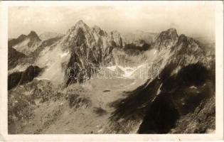 1947 Tátra, Magas-Tátra, Vysoké Tatry; Mengusokvské stíty 2405 m, Vysoká 2565 m a Ganek 2465 m / Menguszfalvi csúcsok, Tátra-csúcs, Gánok / mountain peaks (EK)