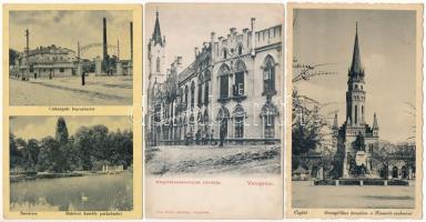 10 db RÉGI magyar város képeslap: Kaposvár, Cegléd, Veszprém, Sopron, Nagykőrös, Sárospatak, Szerenc...
