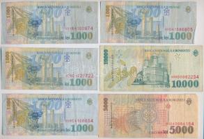 Románia 1994. 10.000L + 1998. 1000L (4x) + 5000L + 1999. 10.000L + 2000. 10.000L T:III,III-
Romania...