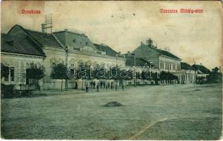 1911 Orosháza, Táncsics Mihály utca, Takarékpénztár. G. Szabó Juliska kiadása (fl)