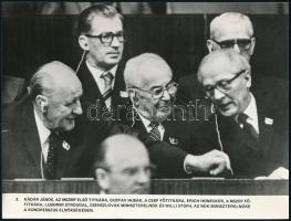 cca 1970-1980 4 db MTI nyomtatott fotó Kádár Jánosról különféle politikai eseményeken, enyhén hullám...