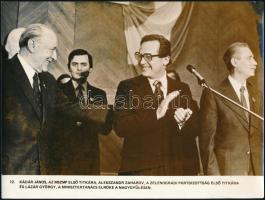 cca 1970-1980 4 db MTI nyomtatott fotó Kádár Jánosról különféle politikai eseményeken, enyhén hullám...