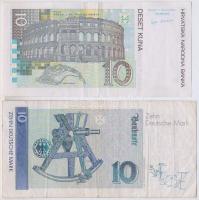 vegyes bankjegyek: Németország 1993. 10M + Horvátország 2001. 10K T:III szép papír
mixed banknotes:...