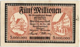 Német Birodalom/Weimari Köztársaság/Wangen/Amtskörperschaft 1923.8.29. 5000.000M T:II