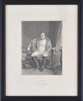 Napóleon Fontainebleau-ben 1814-ben, metszet, üvegezett keretben, 16×12 cm