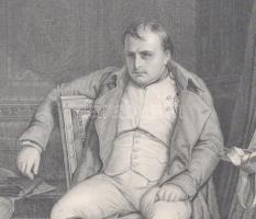 Napóleon Fontainebleau-ben 1814-ben, metszet, üvegezett keretben, 16×12 cm