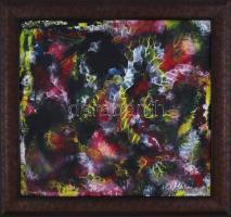Korniss jelzéssel: A színek játéka tükörképben I. Olaj, farost, hátoldalán jelzett, fa keretben, 27x...