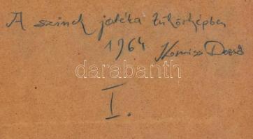 Korniss jelzéssel: A színek játéka tükörképben I. Olaj, farost, hátoldalán jelzett, fa keretben, 27x...