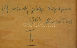 Korniss jelzéssel: A színek játéka tükörképben II. Olaj, fa, hátoldalán jelzett, fa keretben, 27x30 ...