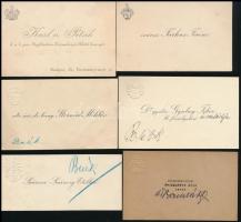 cca 1930 Vegyes névjegykártya tétel, 11 db, Doroghi Farkas Ákos dr. m. kir. kormányfőtanácsos székes...