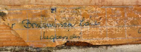 Bornemisza László (1910-1995): Megbeszélés. Olaj, vászon, jelzett, hátoldalán 2 régi címkével, egyik...