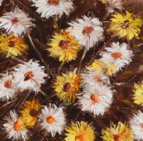 Pintér István Pál (1948-): Virágcsendélet. Olaj, farost, jelzett, díszes fa keretben, hátoldalán Kép...