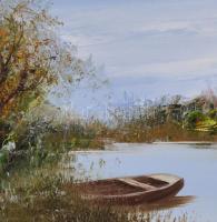 Bocsák Krisztina (1964- ): Ladik. Olaj, farost, jelzett, díszes fa keretben, hátoldalán címkével, 20...