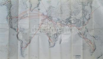 cca 1980 2 db Lufhansa járattérkép, Európa- és világtérkép