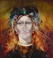 Edit jelzéssel: Női portré. Olaj, farost, fa keretben, 40×38 cm