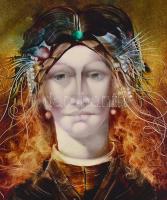 Edit jelzéssel: Női portré. Olaj, farost, fa keretben, 40×38 cm