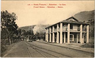 Kokoulima, Guinée Francaise, La Gare / railway station, locomotive