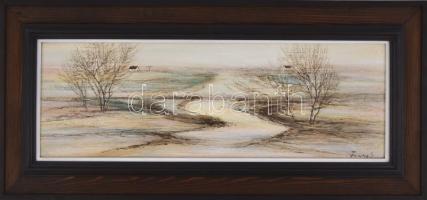 Fontos Sándor (1920-1991): Üllési határ (Szeged közelében). Vegyes technika, farost, jelzett, hátold...