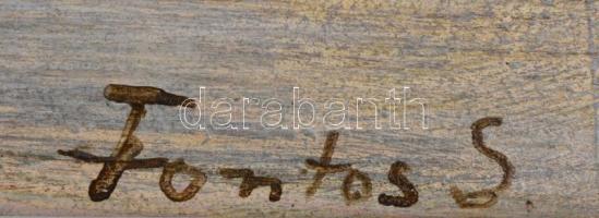 Fontos Sándor (1920-1991): Üllési határ (Szeged közelében). Vegyes technika, farost, jelzett, hátold...