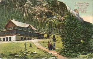 Tátra, Magas-Tátra, Vysoké Tatry; Zerge szálló. Divald Károly műintézete 1442-1909. / Hotel Gemse / hotel, chalet, tourist house (Rb)