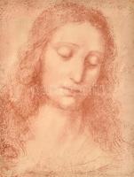 Leonardo: Tanulmányfej, nyomtatvány, 35×27 cm