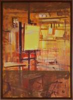 Novák András (1936-2017): Délután. Olaj, farost, jelzett, hátoldalán autográf felirattal és Képcsarn...