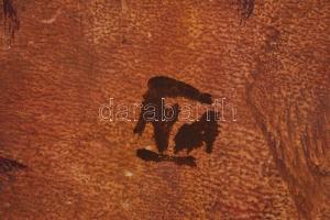 Novák András (1936-2017): Délután. Olaj, farost, jelzett, hátoldalán autográf felirattal és Képcsarn...