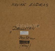 Novák András (1936-2017): Délután. Olaj, farost, jelzett, hátoldalán autográf felirattal és Képcsarn...