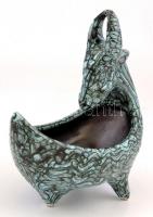 Gorka Iparművészeti Vállalatos kosfejes kínáló, repesztett mázas,  jelzett, hibátlan  m:18 cm