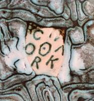 Gorka Iparművészeti Vállalatos kosfejes kínáló, repesztett mázas,  jelzett, hibátlan  m:18 cm