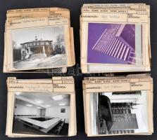 56 db felkartonzott fotó MSZMP épületekről, pártházakról, kultúrházakról, negatívokkal