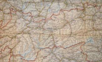 cca 1920 Salzburg, Innsbruck, Konstanz - Freytag-Berndt Straßenkarten, szakadással, 76×104 cm