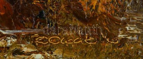 Bocsák Krisztina (1964- ): Egyedül. Olaj, farost, jelzett, díszes fa keretben, hátoldalán címkével, ...