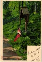 1902 Prayer in the forest. 4779. litho s: Mailick