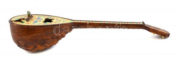 Játék mandolin zenélő szerkezettel. Műanyag. 32 cm