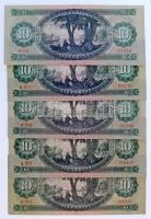 1957. 10Ft + 1960. 10Ft + 1962. 10Ft + 1969. 10Ft + 1975. 10Ft T:II,III egyiken firka Adamo F4,F5,F6...